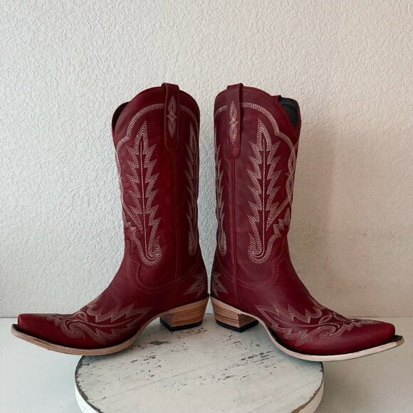 Lane LEXINGTON Womens Cowboy Boots 10 Red Western Cowgirl Mid Calf Pointed Toe - Picture 7 of 11